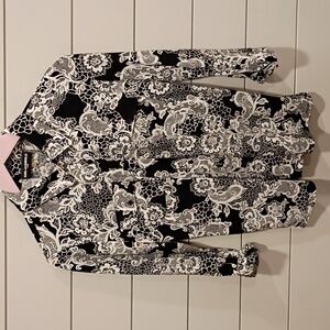 Karl Largerfeld Paris Floral  Blouse Black/White Size Small